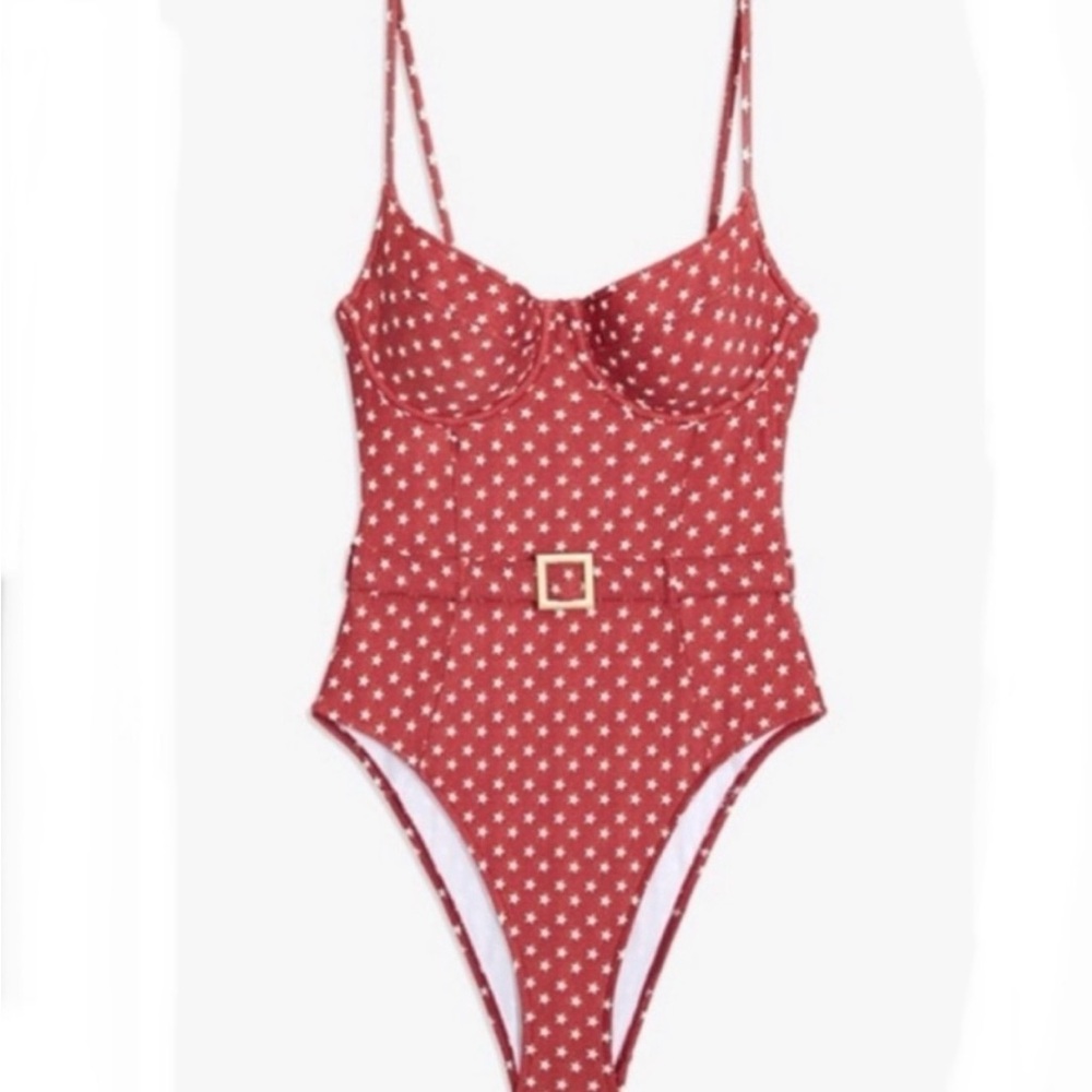 We Wore What Swim Danielle One piece Vintage stars Dark Red Size Medium.
